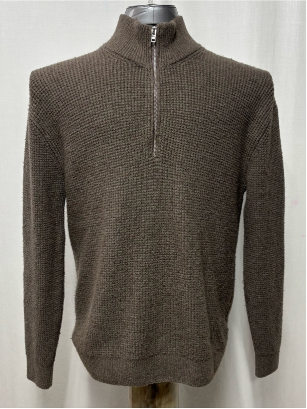 Abercrombie & Fitch Brown Soft Half-Zip Waffle Texture Turtleneck Sweater M 484